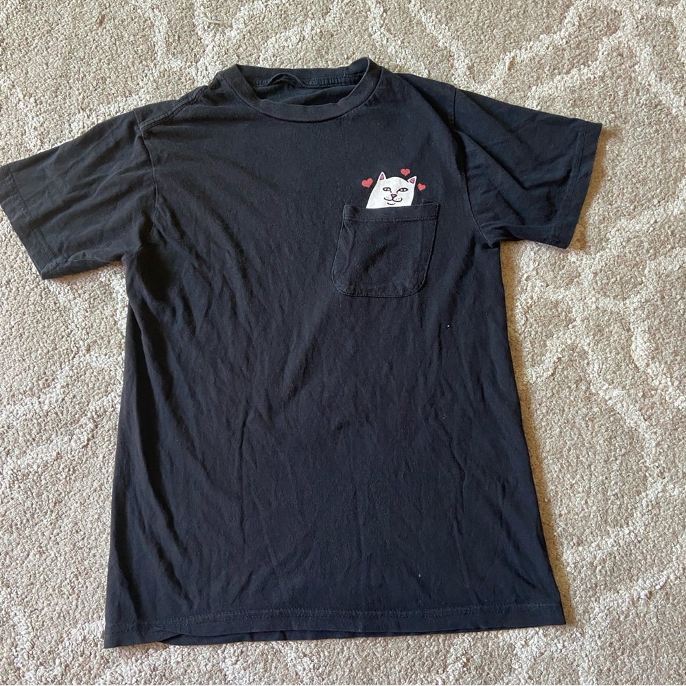SOLD - Rip N Dip - Nermal Loves Black Pocket T-Shirt (Heart)